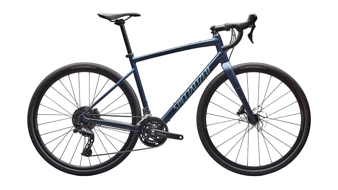 Blue bicycle on a white background