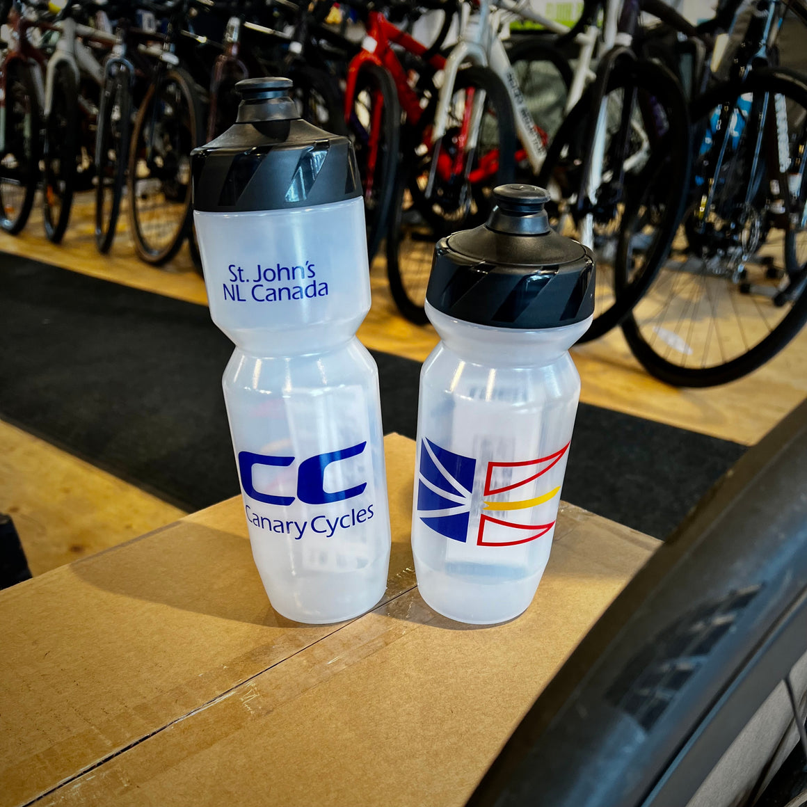 Canary Cycles NFLD water bottle