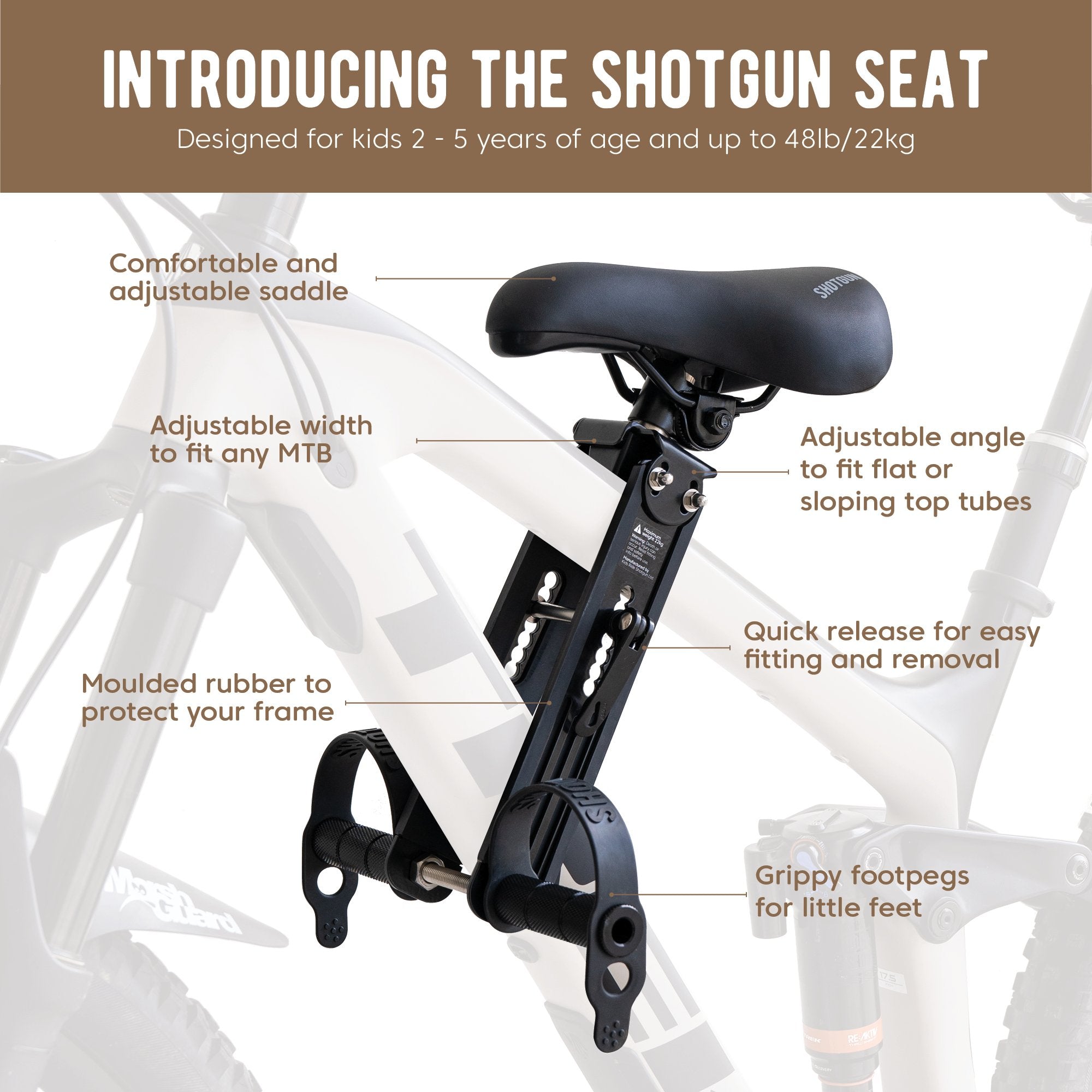 Shotgun front mounted bike seat sales